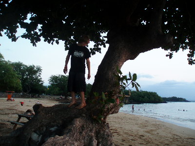 My brother, about to do a backflip...